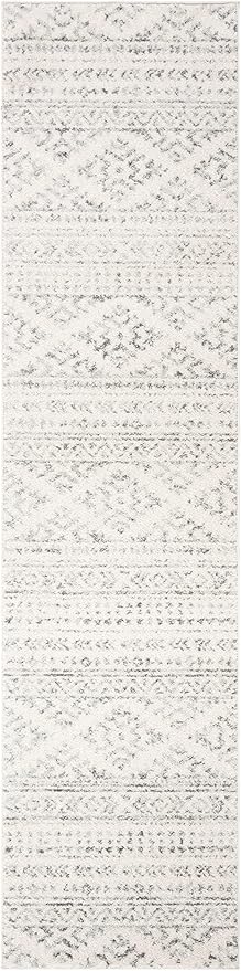 SAFAVIEH Tulum Collection Runner Rug - 2' x 12', Ivory & Grey, Moroccan Boho Tribal Design, Non-Shedding & Easy to Clean, Ideal for Living Room, Hallway, Foyer, Bedroom (TUL272A)