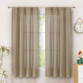Simplebrand Taupe Faux Linen Textured Curtains 63 Inch Length 2 Panels for Bedroom, Semi Sheer Light Filtering Privacy Farmhouse Curtains, Soft Thick Rod Pocket Window Drapes, 40W x 63L Inch