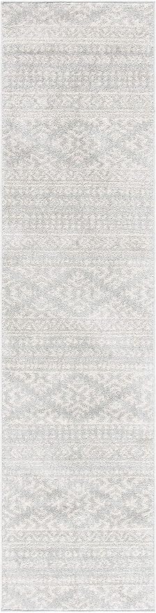 SAFAVIEH Tulum Collection Runner Rug - 2' x 7', Light Grey & Ivory, Moroccan Boho Tribal Design, Non-Shedding & Easy to Clean, Ideal for Living Room, Hallway, Foyer, Entryway, Bedroom (TUL272F)