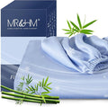 MR&HM King Fitted Sheet Only, Ultra-Soft Rayon Derived from Bamboo & Polyester Blend, Silky & Breathable, 15" Deep Pocket with Elastic Straps, Cooling Fitted Sheet for Hot Sleepers, Light Blue