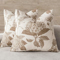 Foindtower Set of 2 Linen Floral Throw Pillow Covers Neutral Vintage Print Decorative Cushion Covers Farmhouse Boho Home Decor for Sofa Chair Couch Bedroom Living Room,22×22 Inch,Light Brown