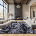 ONASAR 8x10 Area Rugs for Living Room, Tie-Dyed Dark Grey Fluffy Shag Large Bedroom Rug, Black Gray Washable Soft Plush Thick Floor Big Indoor Carpet for Nursery Kids Boys Girls Teen Dorm Home Decor