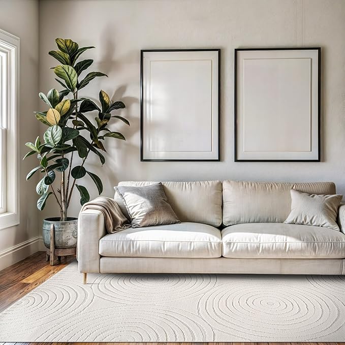 Beverly Rug Micro Loop Area Rug Light Gray 9x12 Geometric Modern Luxury Circular Durable Soft Indoor Rugs for Living Dining Room Office Stain Resistant Non Shedding Casual Indoor Carpet 9 x 12