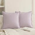Set of 2 Cozy Striped Herringbone Flange Throw Pillow Covers, Aesthetic Embossed Pattern Pillow Covers for Couch and Bed - 20"x20", Languid Lavender