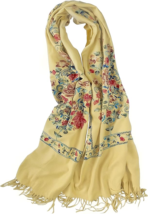 Urban CoCo Women's Embroidered Tassel Long Shawl Oversize Scarf Wraps for Women