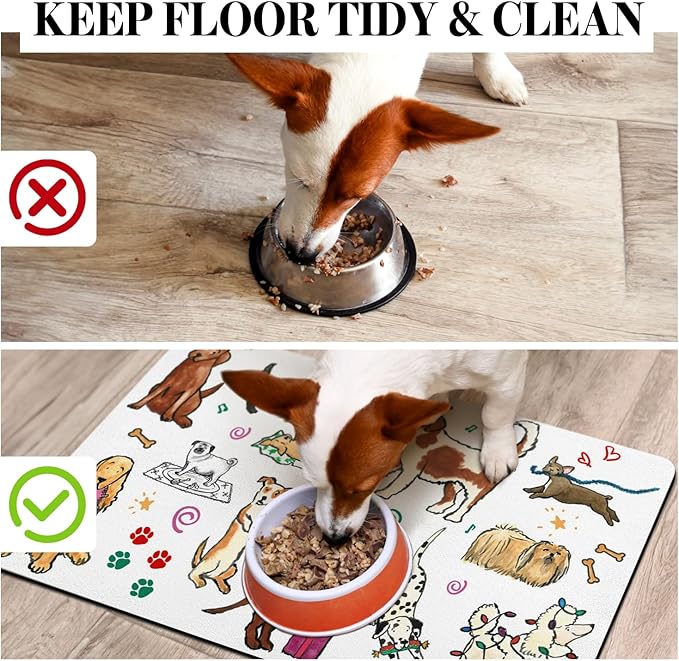 Dog Cat Food Mats for Floors, Absorbent Dog Bowl Mats for Food and Water, Quick Dry Pet Dog Food Mat Non-Slip Pet Supplies
