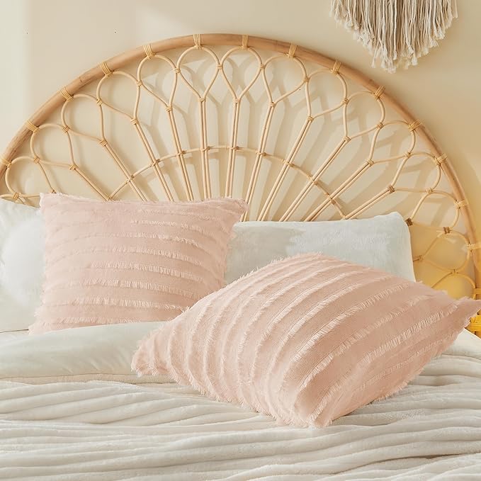 BEDELITE Velvet Pillow Covers 26x26 with Zipper, 2 Pack Super Soft Square Pillow Covers for Bedroom, Sofa, Luxury Cozy Fleece Pillowcases for All Seasons(26x26 Inches, Coral-Boho)