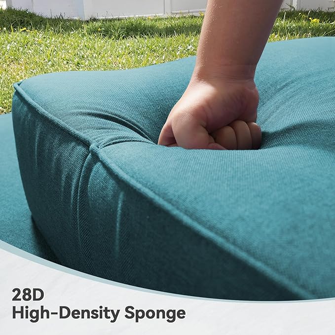 Luxury 6" Outdoor Cushions for Patio Furniture, 24x24x6" Thick Seat Cushion Set of 4, Fade Resistant Couch Chair Replacement Cushions High Density Deep Wicker Chair Cushion w/ Removable Cover, Green