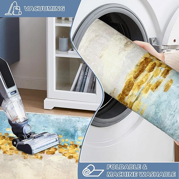 Runner Rug Washable 2x16 FT, Non Slip Rubber Backing Abstract Carpet, Soft Area Rugs for Bedroom Kitchen Hallway Entryway Bathroom, Customized