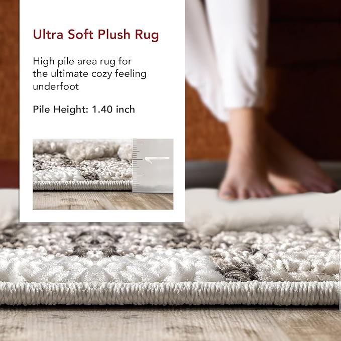 nuLOOM Adelade Beige/Ivory, 5'3" x 7'6", Southwestern, Shaggy, Soft and Cozy, High Traffic, Stain Resistant Area Rug for Bedroom, Living Room, Dining Space, Den, Foyer, Entryway