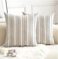 Decorative Boho Throw Pillow Covers, Farmhouse Textured Pillow Case, 20 x 20 Inch Set of 2, Chair Sofa Bedroom Living Room Home Decor Couch Cushion Case, Grey and Beige Striped