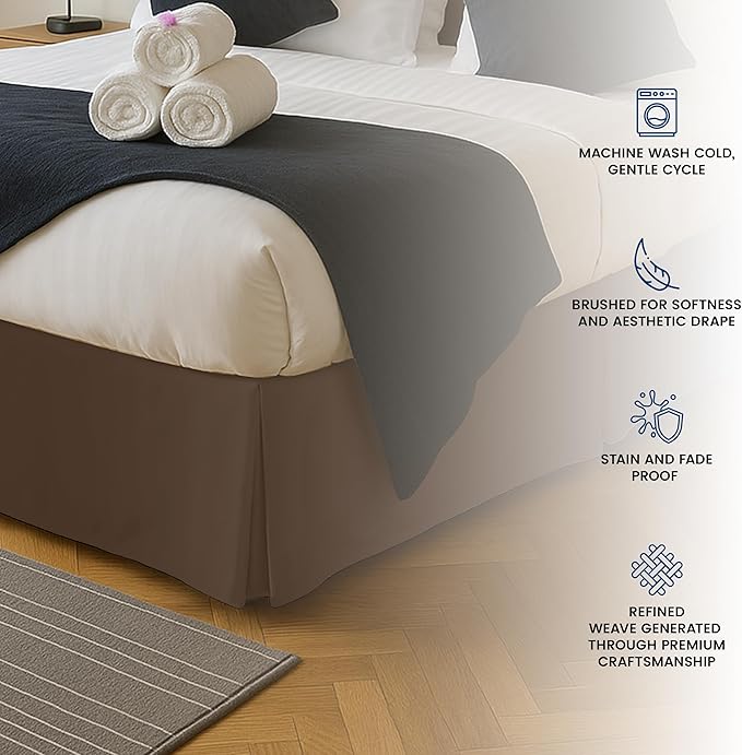 Utopia Bedding Queen Bed Skirt - Soft Quadruple Pleated Ruffle - Easy Fit with 16 Inch Tailored Drop - Hotel Quality, Shrinkage and Fade Resistant (Queen, Brown)
