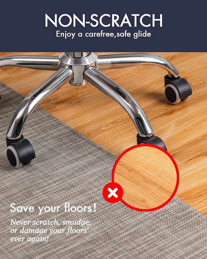 Office Chair Mat for Hardwood Floor Under Desk Computer Rolling Chair Mat for Wood/Tile Floor Non-Slip Heavy Duty Desk Rug PVC Plastic Hard Floor Protector 46"x 60" (Soapstone)