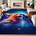 6' x 9' Galaxy Fox Rug Large 3D Cute Foxes Space Area Rugs for Bedroom Living Room Playroom Boys Kids Cartoon Colorful Carpet Glitter Stars Throw Rugs Floor Mat,180 X 275cm
