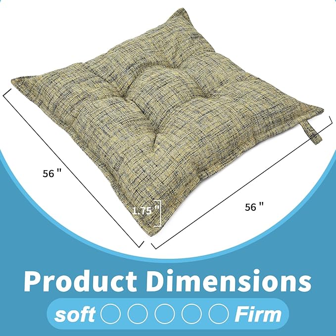 SINSOSSO Large Floor Pillows 22", Thickened Bite-Size Memory Foam Square Non-Slip Cushions for Office Back Support/Yoga/Chair Seat, Fashionable Color-Blocked Fabric & Washable, Yellow, 2 PCS