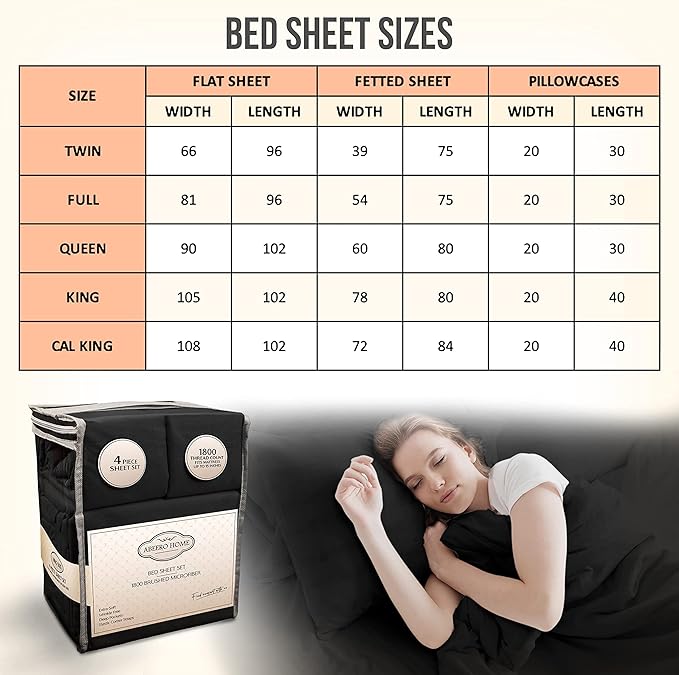 King Size Sheets Set Cooling - Luxury Hotel Sheets - Soft Bed Sheet with Elastic Corner Straps - Deep Pockets Microfiber Bedsheet - Bedding Sheet & Pillowcases - 4 Piece (King, Black)