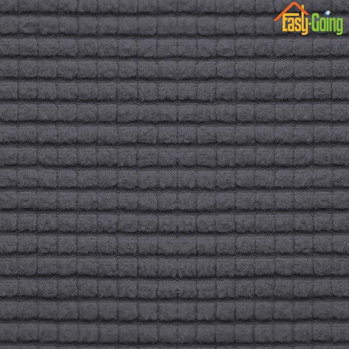 Easy-Going Stretch Futon Slipcover Armless Futon Bed Cover Furniture Protector Without Armrests with Elastic Bottom for Kids, Soft Jacquard Fabric Small Checks (Large, Dark Gray)