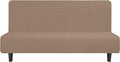 Easy-Going Stretch Futon Slipcover Armless Sofa Cover Furniture Protector Without Armrests Slipcover Soft with Elastic Bottom for Kids, Spandex Jacquard Fabric Small Checks(futon,Camel)
