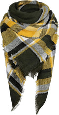 American Trends Women's Cozy Warm Winter Fall Blanket Scarf Stylish Soft Chunky Checked Giant Scarves Shawls