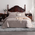 7-Piece Queen Comforter Set with Sheets – Soft and Breathable All-Season Queen Bed in a Bag, Down Alternative Comforter Set Solid Color All Season, Light Taupe