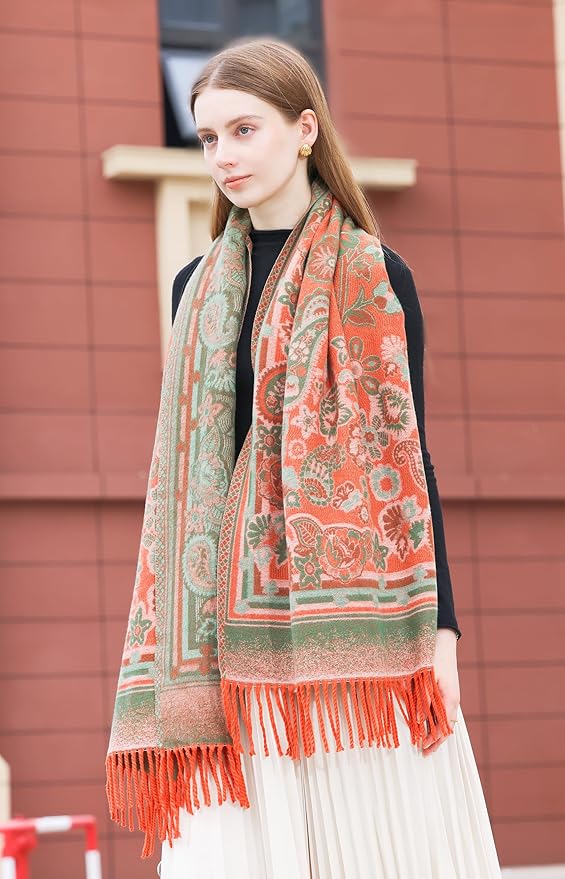 Wander Agio Warm Fashion Scarf Long Shawl Large Blanket Winter Wraps Scarves for Women Cashmere Jacquard Vintage Paisley