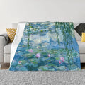 Monet Water Lilies Soft Blanket All Season Fuzzy Throw Warm Lightweight Blanket Flannel Blankets Fleece Throws for Bed Sofa Couch Travel Home Living Room Decor 80"x60"