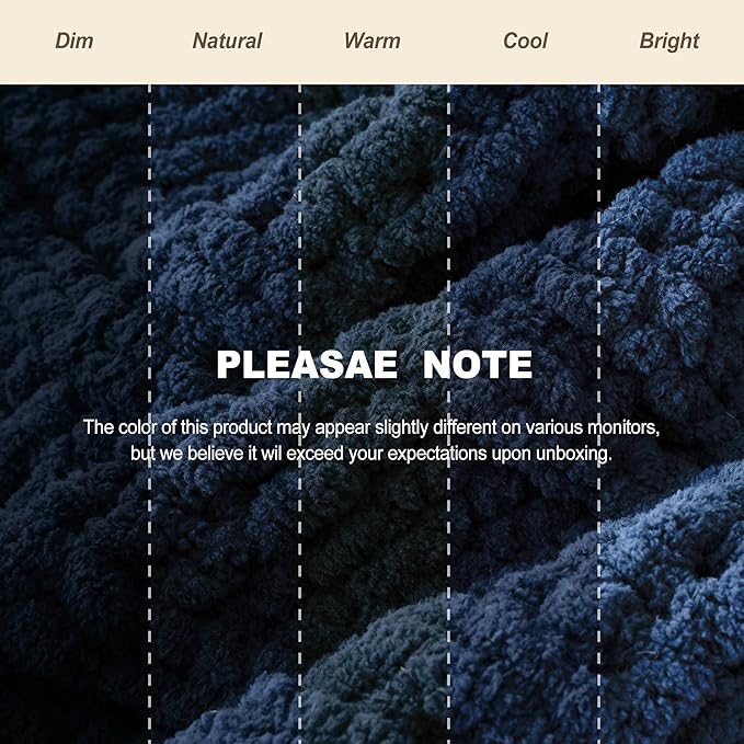 Battilo Navy Chunky Knit Throw Blanket for Couch, Navy Blue Chenille Throw Blanket Super Soft Cozy Thick Warm Cable Knitted Blanket for Bed, Sofa, Living Room, 50"x60"