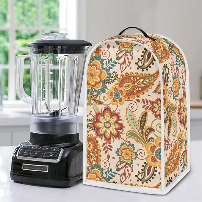 Talayituse Paisley Flower Print Blender Dust Cover, Fingerprint Protection Cover for Stand Mixer or Coffee Machine, Home Kitchen Appliance Covers for Stain Dust Resistant Supplies