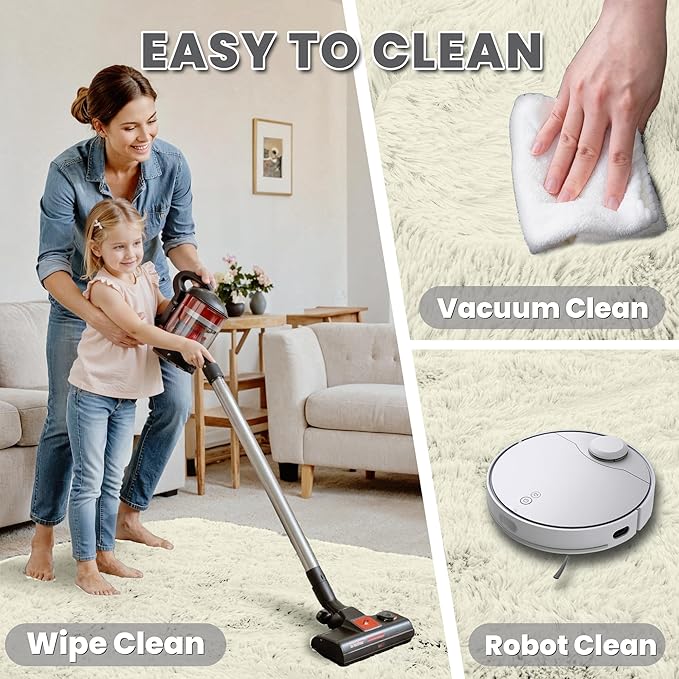 4x6 Area Rugs for Living Room Rug: Soft Fluffy Shag Cream White Rugs for Bedroom, Non-Slip Large Fuzzy Plush Rug Indoor Floor Carpet for Nursery Kids Boys Girl Room, Dorms, Playroom, Modern Home Decor