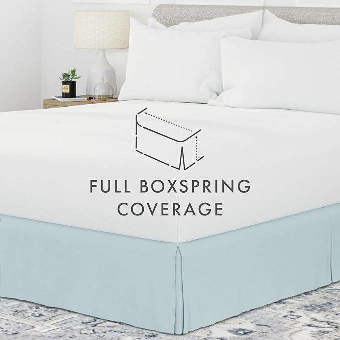 Linen Market Bed Skirt - Ultra Soft Microfiber - Easy Fit with 14 Inch Tailored Drop - Hotel Quality, Shrinkage & Fade Resistant - Bed Cover - Full Size Bed Skirts - Bedroom Décor - (Full, Aqua)