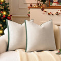 a moment Christmas Dark Green Loop Yarn Linen-Like Pillow Cover Natural Soft Decorative Throw Pillow Case Farmhouse 18x18 Inch, Textured Cushion Cover for Sofa Bed, Wrinkle-Resistant Home Decor