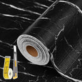 Drawer and Shelf Liner for Kitchen Cabinet: 17 in X 20 Ft Non Slip Waterproof Shelf Paper Non Adhesive Refrigerator Liners Black Marble Easy Liners for Bathroom with Knife Tape Measure