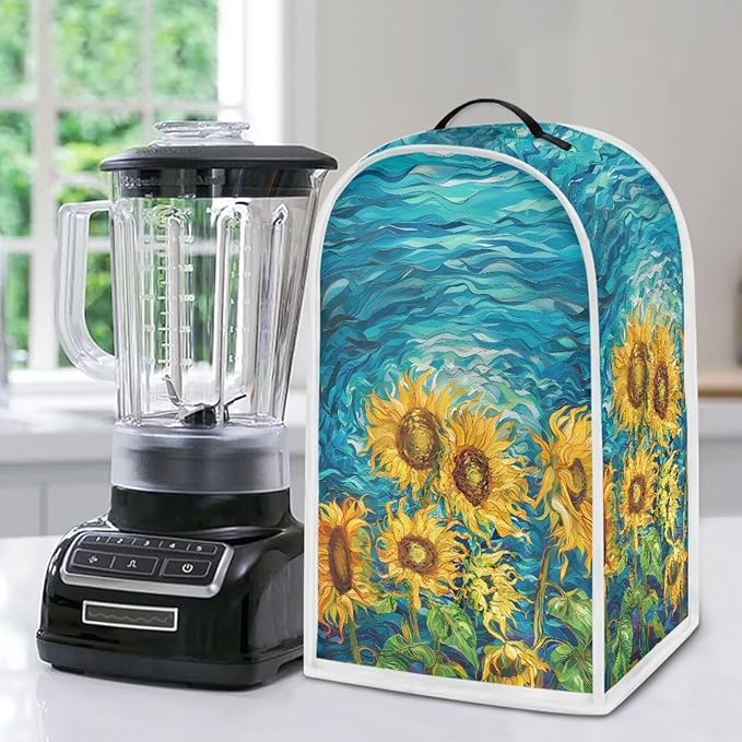Sunflower Pattern Blender Dust Cover for Stand Mixer or Coffee Maker Appliance, Anti Fingerprint Polyester Dust Proof Stain Resistant Blender Cover for Home Kitchen