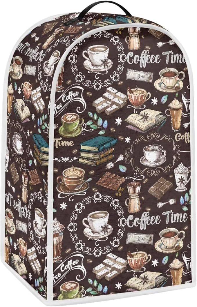 Talayituse Coffee Chocolate Book Print Blender Dust Cover with Handle, Stand Mixer or Coffee Maker Appliance Covers Anti Fingerprint Dust Proof Stain Resistant Blender Cover for Home Kitchen