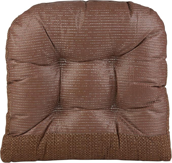Klear Vu Gripper Overstuffed Universal Non-Slip Dining Chair Cushions for Kitchen Decor or Office Use, U-Shaped Skid-Proof Seat Pad, 17x17 Inches, 2 Count (Pack of 1), Honeycomb Chocolate Brown