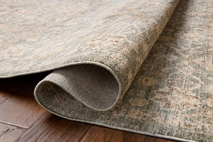 Loloi Chris Loves Julia Palma Collection PLM-05 Blue/Natural 3'-6" x 5'-6" Accent Rug Vintage Style Boho Living Room Bedroom Carpet