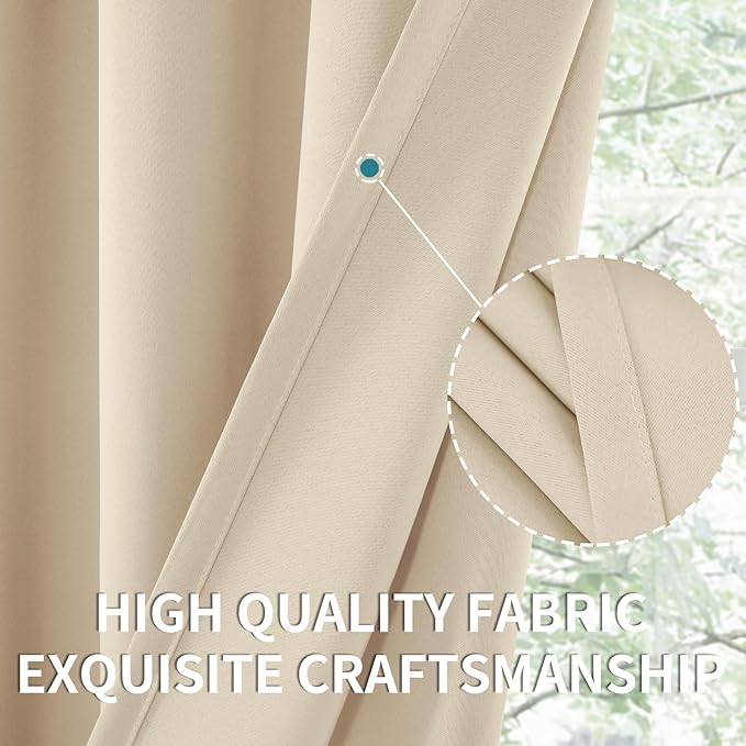 BGment Blackout Curtains 24 Inches Length for Kitchen Cafe Window - Rod Pocket Small Drapes Privacy Darkening for Bathroom Basement Rv Over Sink, 2 Panels, Champagne, 29 X 24 Inch