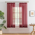 MAIHER 63 Inch Length Pinch Pleat Curtains for Bedroom Light Filtering Burgundy Sheer Curtain Panels Soft Touch Pleated Drapes with Adjustable Hooks (No Rings), Burgundy, 42" W x 63" L, 2 Panels