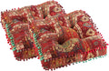 Bohemian Seat Cushion，Indoor & Outdoor 16.5" x 16.5" Seating Cushion for Dinning Chairs, Decorative with Tassels(2Pcs, Red)