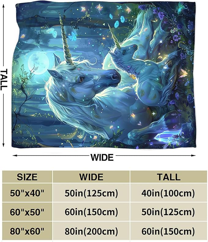 Unicorn Blanket for Girls - White Horse Throw for Women, Men, Boys - Soft Warm Cozy Fleece for Couch, Sofa, Bed - Gifts and Decor - 80"x60"