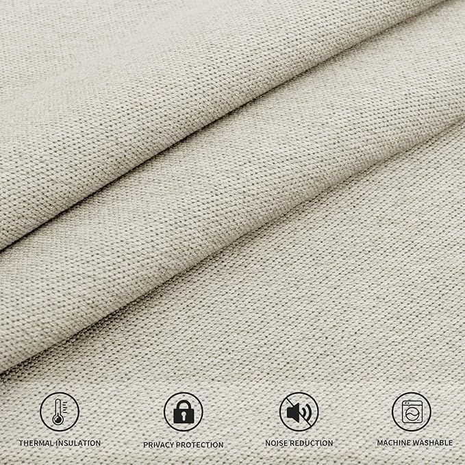 Easy-Going Linen Look Blackout Curtain 108 Inch Length Grommet Window Curtain Drapes for Bedroom, Living Room Thermal Insulated Room Darkening (Set of 2 Panels, Natural)