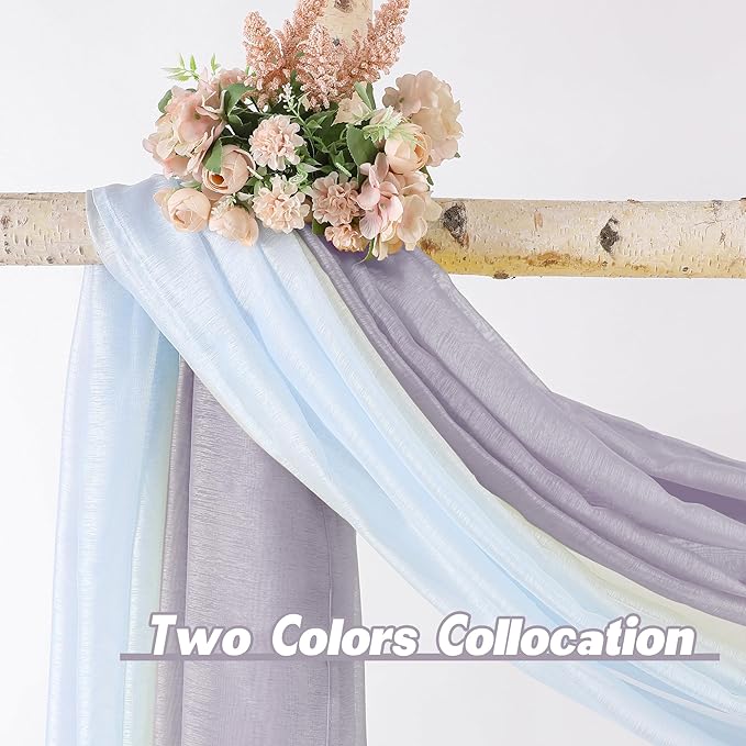 DONREN Lavender Purple Luxury Semi Sheer Window Scarf for Outdoor Decoration - Add Beautiful Elegant Effect to Curtain Drapes (1 Panel 52 by 288 Inch)