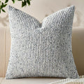 Decorative Couch Throw Pillow Covers 26x26 Blue Striped Soft Wool Pillow Covers Neutral Textured Boho Cushion Covers for Modern Farmhouse Sofa Bedroom Living Room Decor SY011-C26