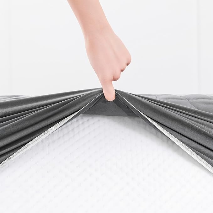 Hearth & Harbor 12 Pack King Size Quilted Fitted Mattress Pad Cover, 100% Waterproof Mattress Protectors, Deep Pocket Fitted Mattress Cover 8" - 21" (78" x 80", Gray)