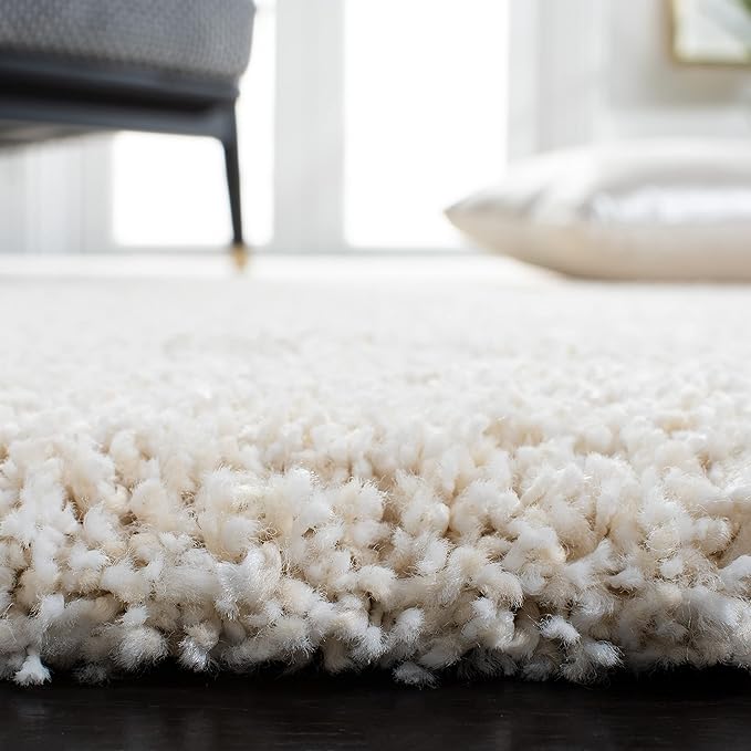 SAFAVIEH Milan Shag Collection Accent Rug - 3' x 5', Ivory, Solid Design, Non-Shedding & Easy Care, 2-inch Thick Ideal for High Traffic Areas in Entryway, Living Room, Bedroom (SG180-1212)