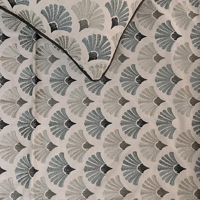 The HomeCentric King Queen Twin Blue & Grey Designer Queen 74"x18" Bed Runner with 2 Pillow Cover, Floral Embroidery Bed Scarf on Cotton Fabric - Flourish Bloom