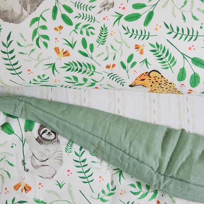 Little Unicorn Toddler Bedding 3-Piece Set | Super Soft & Breathable Muslin Fabric | for Convertible Cribs & Toddler Beds (Mighty Jungle)