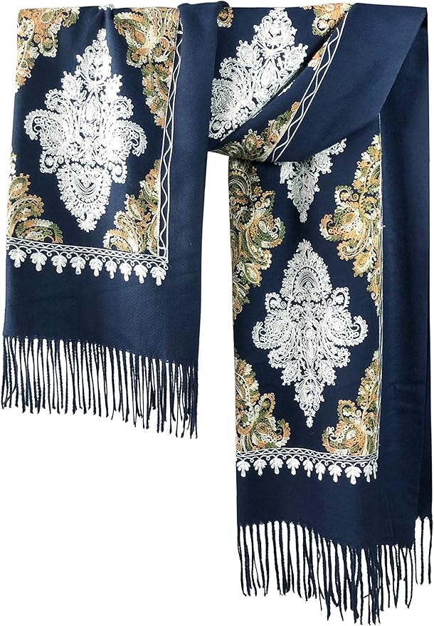 Urban CoCo Women's Embroidered Tassel Long Shawl Oversize Scarf Wraps for Women