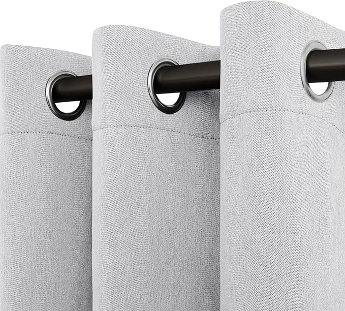 Easy-Going Linen Look Blackout Curtain Grommet Window Curtain Drapes for Bedroom, Living Room Thermal Insulated Room Darkening (2 Panels, 42x63 inch, Greyish White)