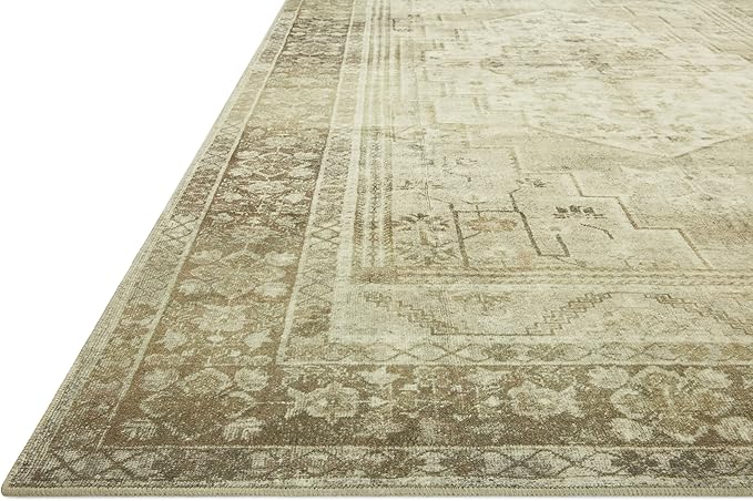 Loloi Magnolia Home by Joanna Gaines Banks Collection BAN-06 Natural/Granite 2'-6" x 12'-0", .13" Pile Height, Machine Washable, Runner Rug